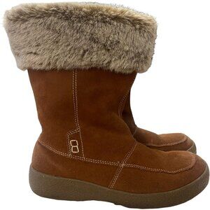 Sox Tab "Ruby" Faux Fur Lined Brown Suede Mid-Calf Boots Womes Size 8 Outdoors